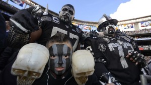 SAN DIEGO, CA - DECEMBER 30: Oakland Raiders fans dress up for the game against the San Diego Chargers on December 30, 2012 at Qualcomm Stadium in San Diego, California. (Photo by Donald Miralle/Getty Images)