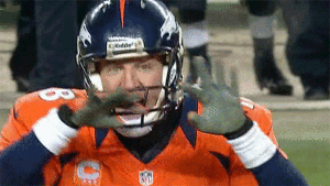 Peyton Manning directing the Broncos offence