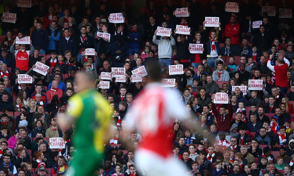 Even the Time for a Change banners at Arsenal seem to have been made to a tight budget