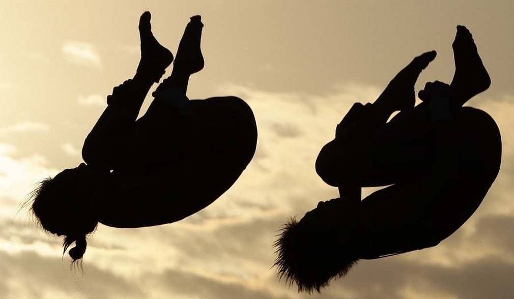 China’s Chen Ruolin, left, and Liu Huixia during the same synchro diving final.