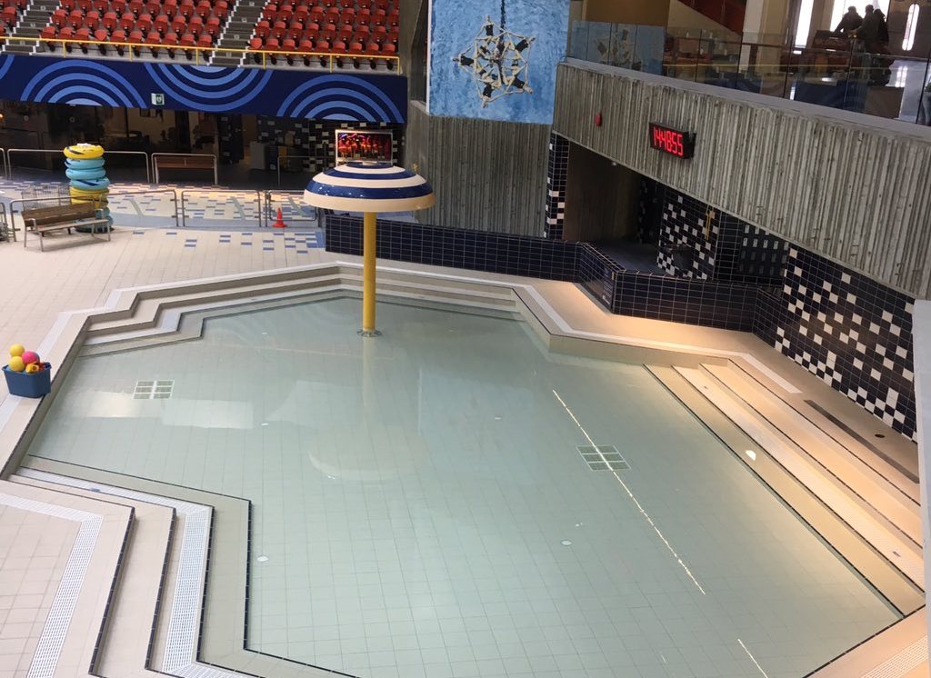 The kiddies' pool, where the dais used to be